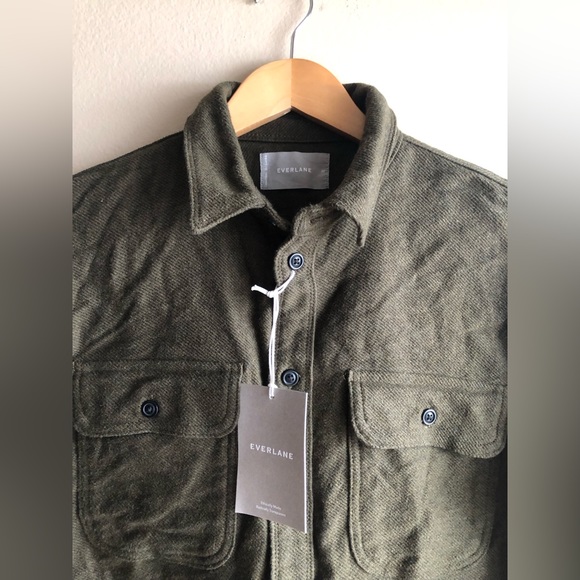 Everlane Mens The Heavyweight Overshirt Uniform Long Sleeve Heathered Green M - Picture 7 of 15